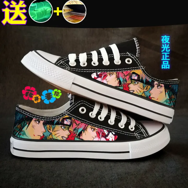 Spring Breathable Low Top Canvas Shoes Men Stylish Sneaker Naruto One Piece Boys Anime Shoes Student Luminous Shoes