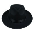 Unisex Men Women Hats Caps Panama Fedora Trilby Straight Wide Brim Hard Felt Black. 
