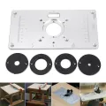 700C Aluminum Router Table Insert Plate + Tools DIY 4 Rings Screws For Woodworking Benches. 