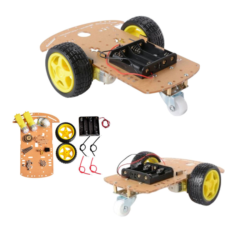Smart Arduino Robot Car 2WD Chassis Kit with (2 Speed ​​Encoder + 2 Wheels + 2 Gear Motors + Battery Box & Fixing Parts) / Other Micro Controllers