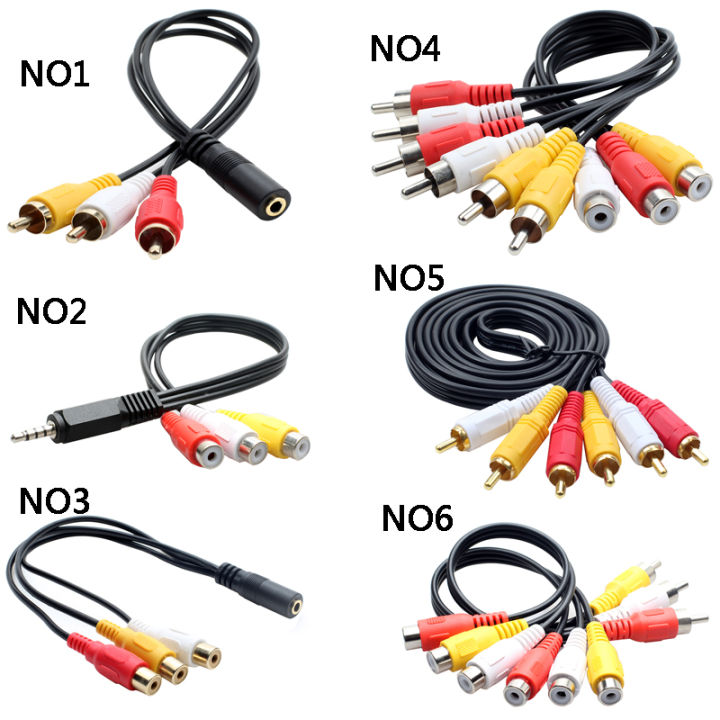3.5mm to RCA AV Audio Video Output Cable AUX Cable Cord 3RCA Jack a 6RCA Splitter AV TV DVD Cable adaptador