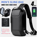 Men's Anti-theft Crossbody Bag Sling Backpack Oxford cloth Waterproof USB Port. 