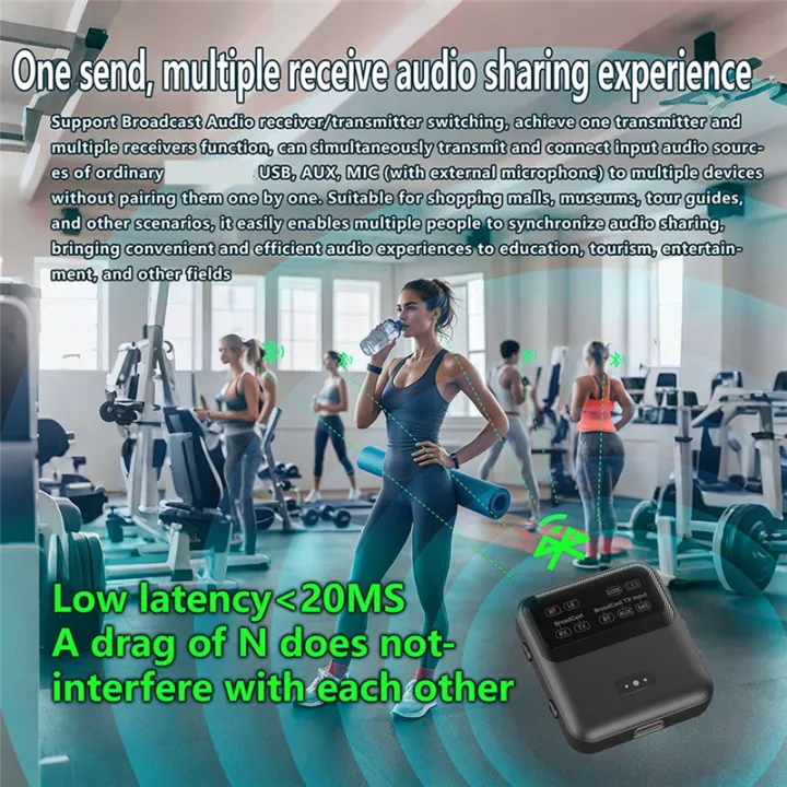Audio Streaming Rx Device Bluetooth 5.4 Audio Transceiver Broadcast 1TX to 100+ RX Devices Clip ...