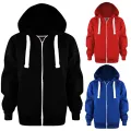 New Spring Autumn Zip Solid Jackets for Boys Children's Hooded Coat Kids Clothes Cardigan Girls Stripe Long Sleeve Hoodie Tops. 