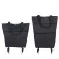 FC-102 Folding Shopping Cart with Wheels 46x41x13.5cm Oxford Cloth Black. 