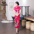 Yfashion Women Cotton Long Cheongsam Dress Multi-color Retro Classic Chinese Style Printing Cheongsam Large Size Slim Fit Dress. 