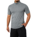 Men Basic T-shirts, Short Sleeve Pullover Tops Solid Color Slim Fit Turtleneck Tee Tops. 