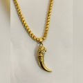 24k Gold plated Tiger teeth pendent with necklace men. 