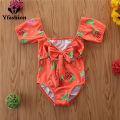 Yfashion Girls Cotton One-piece Swimsuit Cute Strawberry Printing Short Sleeves Quick-drying Swimwear For 1-6 Years Old Kids. 