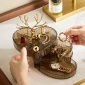 Jewellery storage Light luxury deer dream jewelry storage box, multi-layer home jewelry box with lid, desktop rotating necklace, jewelry box. 