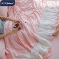 Kosa Summer Princess Style Ice Silk Four-Piece Set Silky Sleep Naked Tencel Sheets Quilt Cover Lace Bedding. 