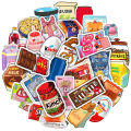 50Pcs Food Drink Milk Packaging Stickers Waterproof Phone Bike Wall Motorcycle Cool Car Waterproof Sticker for Kids Toys. 