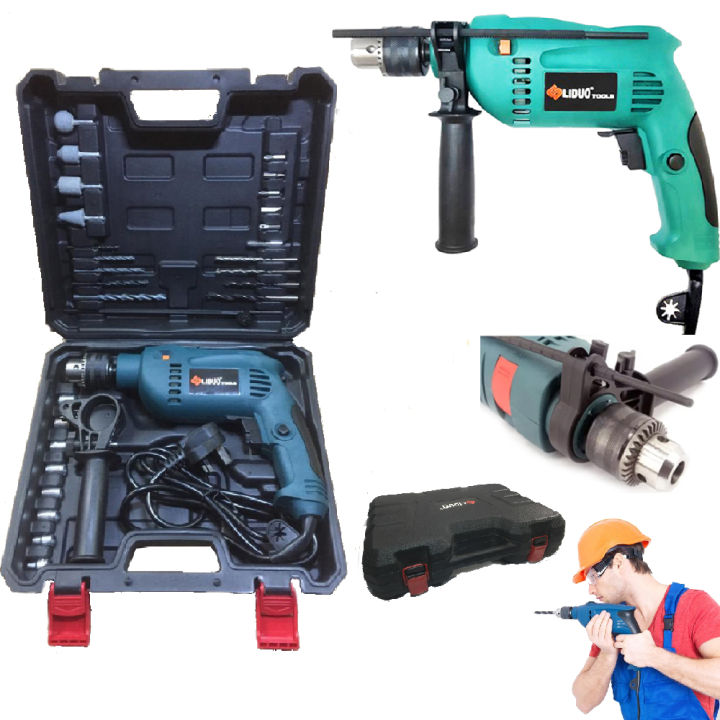 Professional Impact Drill Machine 750w With Drill bit sets Hammer Dual side Rotate power Machine