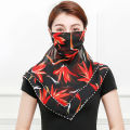 Women Floral Print Breathable Chiffon Sun Proof Veil Shawl Scarf Neck Face Cover. 