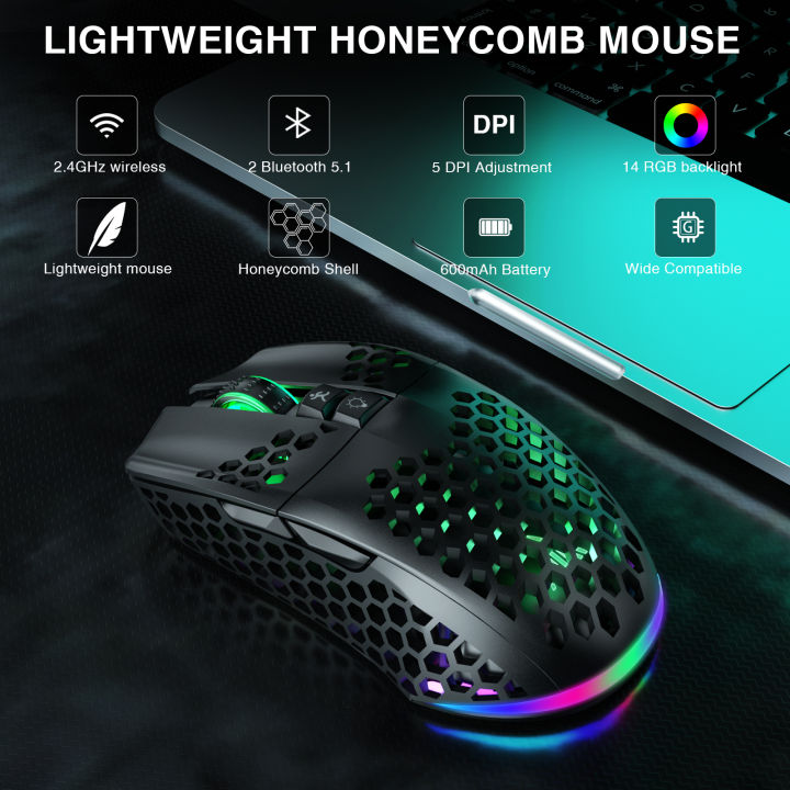 SOLAKAKA%20Wireless/Wired%20Gaming%20E-sports%20Mouse%20Ultralight%20Honeycomb%20RGB%20Backlit%20Adjustable%2012800DPI%20Ergonomic%20Gamer%20Mice%20-%20Image%207