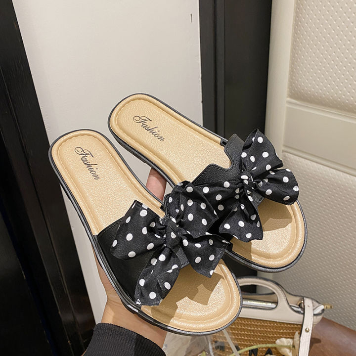 2023New%20Internet%20Hot%20Slippers%20Women's%20Summer%20Wear%20Fashionable%20Non-Slip%20Wear-Resistant%20New%20All-Match%20Bow%20Flat-Heeled%20Slippers%20-%20Image%205