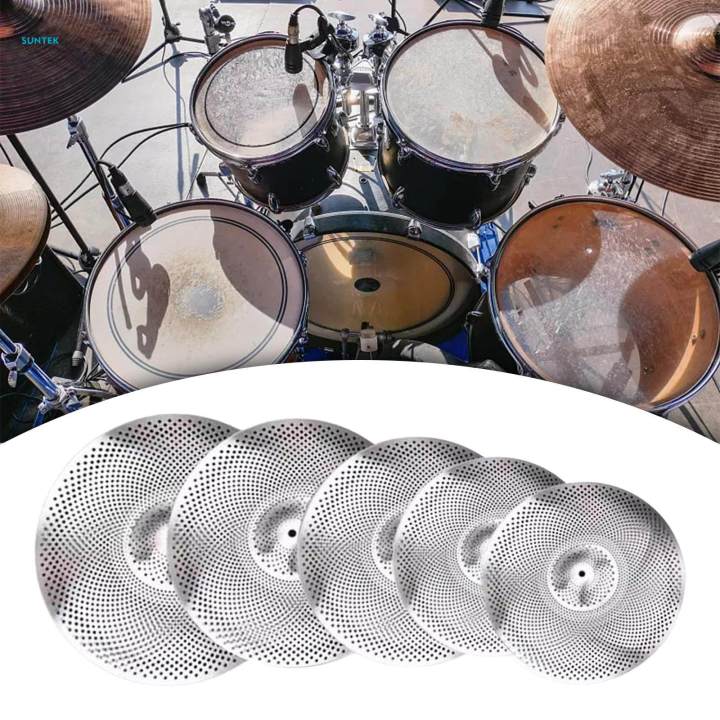 5x%20Drummer%20Practice%20Quiet%20Cymbal%20Mute%20Cymbal%20Set%20Low%20Volume%20Cymbal%20Pack%20for%20Beginners%20Drum%20Set%20-%20Image%203