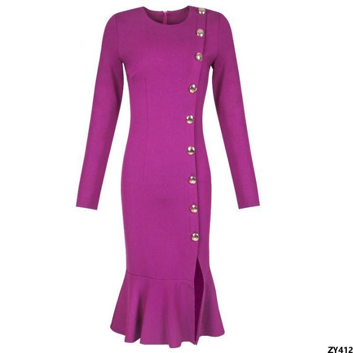 Slimming Long Sleeves Temperament 2024 Purple New Spring and Autumn ...