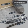 Math Set with Geometry Compass, Exam Stationery Examination Math Tools Engineering Compass Ruler. 
