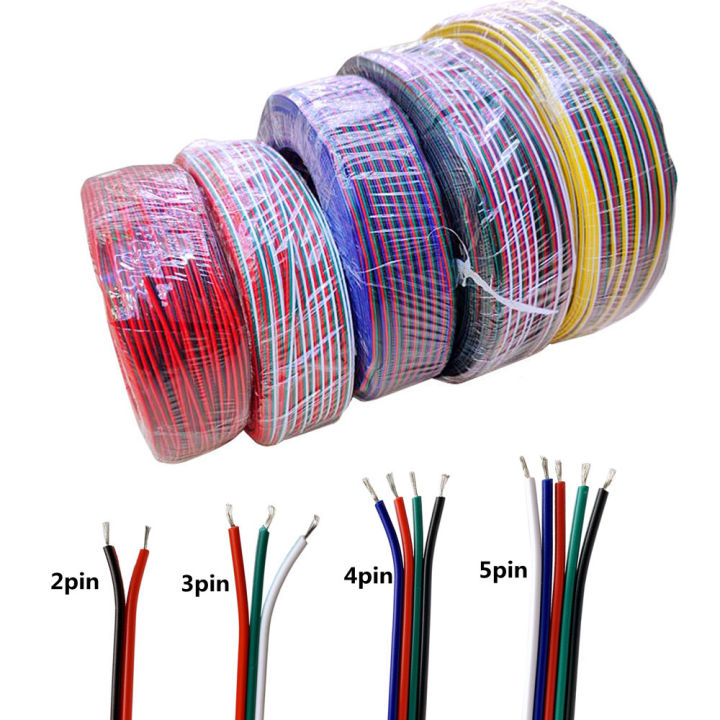5m 10m 100m LED Connector Wire 2/3/5 Pin LED Cable 4pin RGB Extension ...