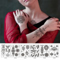 Black Tattoo Sticker Vintage Datura Flower Tattoo Sticker Waterproof Long Lasting Body Art Tattoo Sticker. 