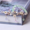 Fashion Flower Imitation Pearl Crystal Beads Bracelet For Women Elastic Adjustable Charm Bracelet Friendship Jewelry Accessories. 