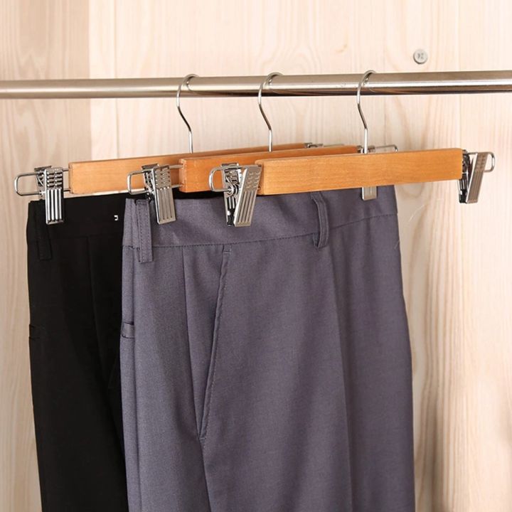 10%20Pack%20Wooden%20Skirt%20Hangers%20with%20Adjustable%20Clips%20Non-Slip%20Trouser%20Hanger%20Natural%20Finish%20Lotus%20Wood%20Pants%20Hangers%20360%C2%B0%20-%20Image%204