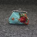 Canvas Coin Purse Retro Storage Buckle Closure Mini Wallet Vintage Rose Print unisex Pouch unisex Ladies. 