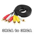 [ 1.5M / 3M / 5M / 10M ] 3RCA to 3RCA Audio Video Cable AV Cord Male to Male Plug Connect TV DVD CD Player Rca Cable. 