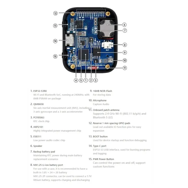 Esp32 S3 1.8Inch Amoled Touchscreen Programmable AI Smartwatch Dev ...