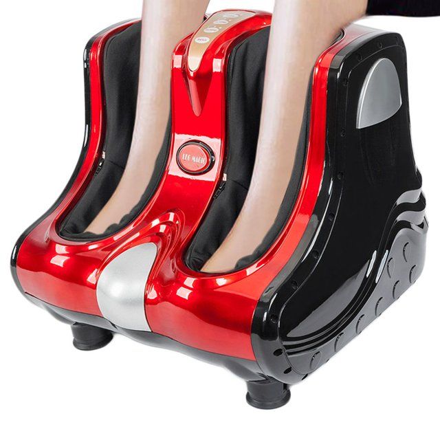 Foot Massager, Electric Rolling Shiatsu Feet Massage Spa Rest Ankle Calf Leg Massagers Stimulator Footspa Machine for Home Office Massages, with 4 Powerful Modes Adjustable Angle Red