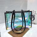 Fashion Transparent Handbag for Women 2023 PVC Clear Bag Travel Ladies Shoulder Bags with Purse Large Capacity Eco Beach Tote. 