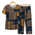 Old Mother's Summer Clothes Old Lady's Summer Women's Clothing 50 Year-Old Mom Wear Western Style plus Size 200 Jin Suit. 