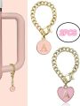 New 2pcs Letter Charm Accessories Pink Heart Shaped Personalized Name Id Handle Initial Charms Tag For Stanley Cup Tumbler. 