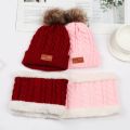 Fashion Toddler Winter Warm Hat Scarf Set Hemming Hat Knitted Neckerchief Beanie Cap. 
