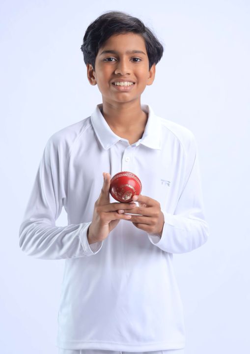 TRE Sportswear Boy's White Color Test Cricket T-shirt Collared