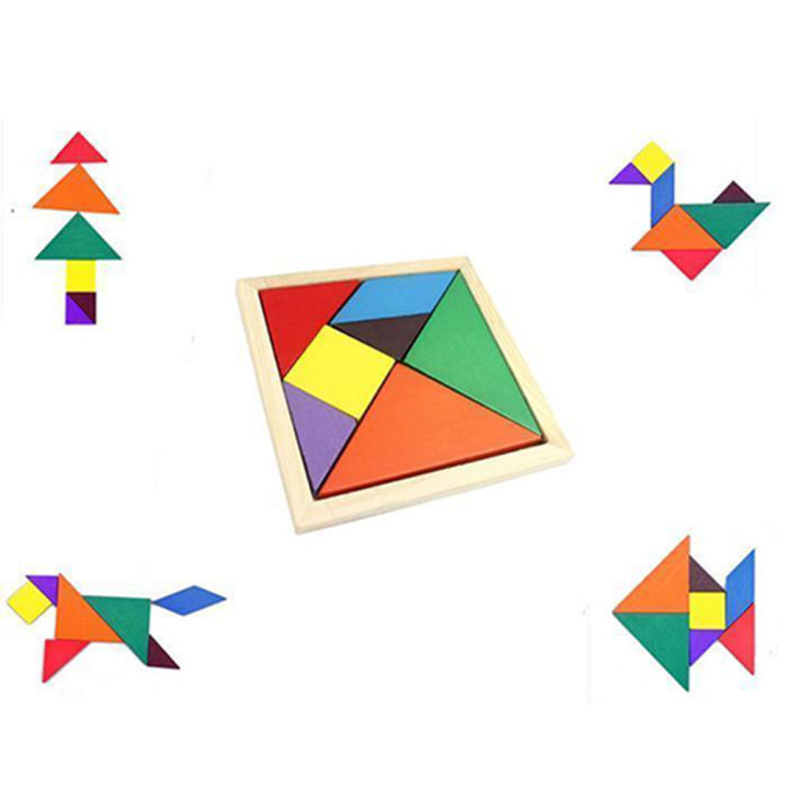 【Fullyoung_520 Store】Colorful Wooden Tangram Brain Teaser Puzzle ...