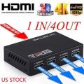 HDMI Splitter, 1x4 Hdmi Splitter 1 in 4 Out Powered Adapter with Full Ultra HD 1080P 4K/2K and 3D Resolutions. 