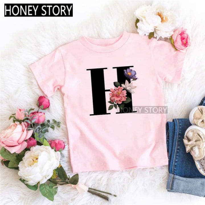 26%20Black%20English%20Letters%20ABCD%20Flower%20Cartoon%20Print%20Children's%20Round%20Neck%20Short%20Sleeve%20Boys%20and%20Girls%20Pink%20T-shirt%20-%20Image%205
