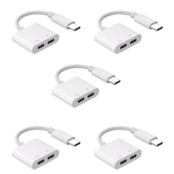 4X 2 in 1 Dual Type C Headphone Adapter USBC Splitter Jack AUX Audio ...