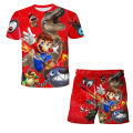 Super Mario bros Tshirt Shorts 2 Pcs Suits Children Clothing Sets Kids T-Shirt Shorts Baby Boys Girls Tops Short Pants Suit 8 Ys. 