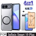 Infinix Smart 10Plus Shockproof Phone Case for Infinix Smart 10 Pop 10 X6725 4in1 Tempered Glass Screen Protector+With Magnetic Wireless Charging Sticker+ Camera Lens Film. 