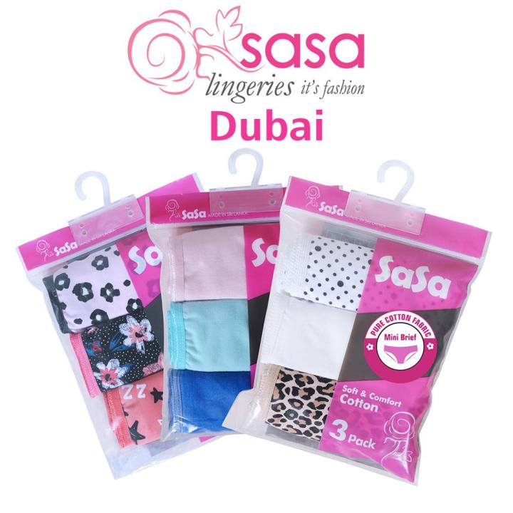 SASA%20Women's%20Mini%20Brief%20Low%20Waist%20Pure%20Cotton%20Panty%20Underwear%203%20Pack%20-%20Image%204