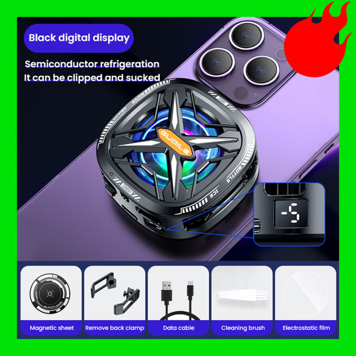 BlueWow FS05 Pro Black Shark Magnetic Cell Phone Cooler, RGB Phone Cooling Fan Portable Lightweight Mobile Phone Cooling Fan, Phone Radiator with Larger Cooling Area for Phone/Tablet/IPad