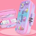 Portable Capybara Password 3D Pencil Case Large Capacity Waterproof Stationery Organizer Cute Cartoon Storage Box Girl. 