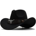New Wome Men Black Wool Chapeu Western Cowboy Hat Gentleman Jazz Sombrero Hombre Cap Dad Cowgirl Hats Size 56-58cm. 