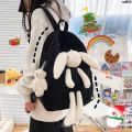 Ancient Japanese Style Back ulzzangins Cute Rabbit Cute Backpack Doll South Korea Schoolbag Cute Girl Girls Student _﹁. 