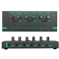 1 PCS 6 Channels Stereo Headphone Amplifier Audio Interface Low Noise Sound Mixer Black Aluminum Alloy for Guitar Bass. 