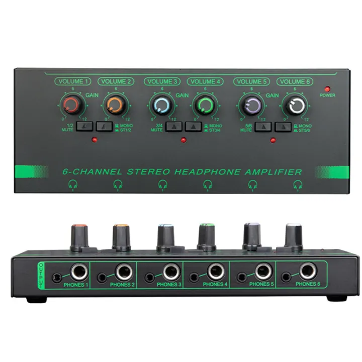 1%20PCS%206%20Channels%20Stereo%20Headphone%20Amplifier%20Audio%20Interface%20Low%20Noise%20Sound%20Mixer%20Black%20Aluminum%20Alloy%20for%20Guitar%20Bass%20-%20Image%206