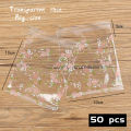 50pcs/lot Transparent Biscuit Cellophane Self Adhesive Goodie Bags Scattered Roses Pink Flower Soap Packaging Bag Homemade Pack. 